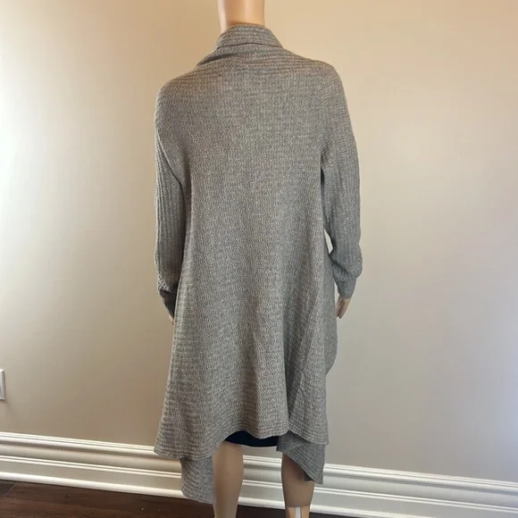 Zadig & Voltaire Taupe Gray Ana New Pointelle High Low Open Cardigan - Picture 4 of 7